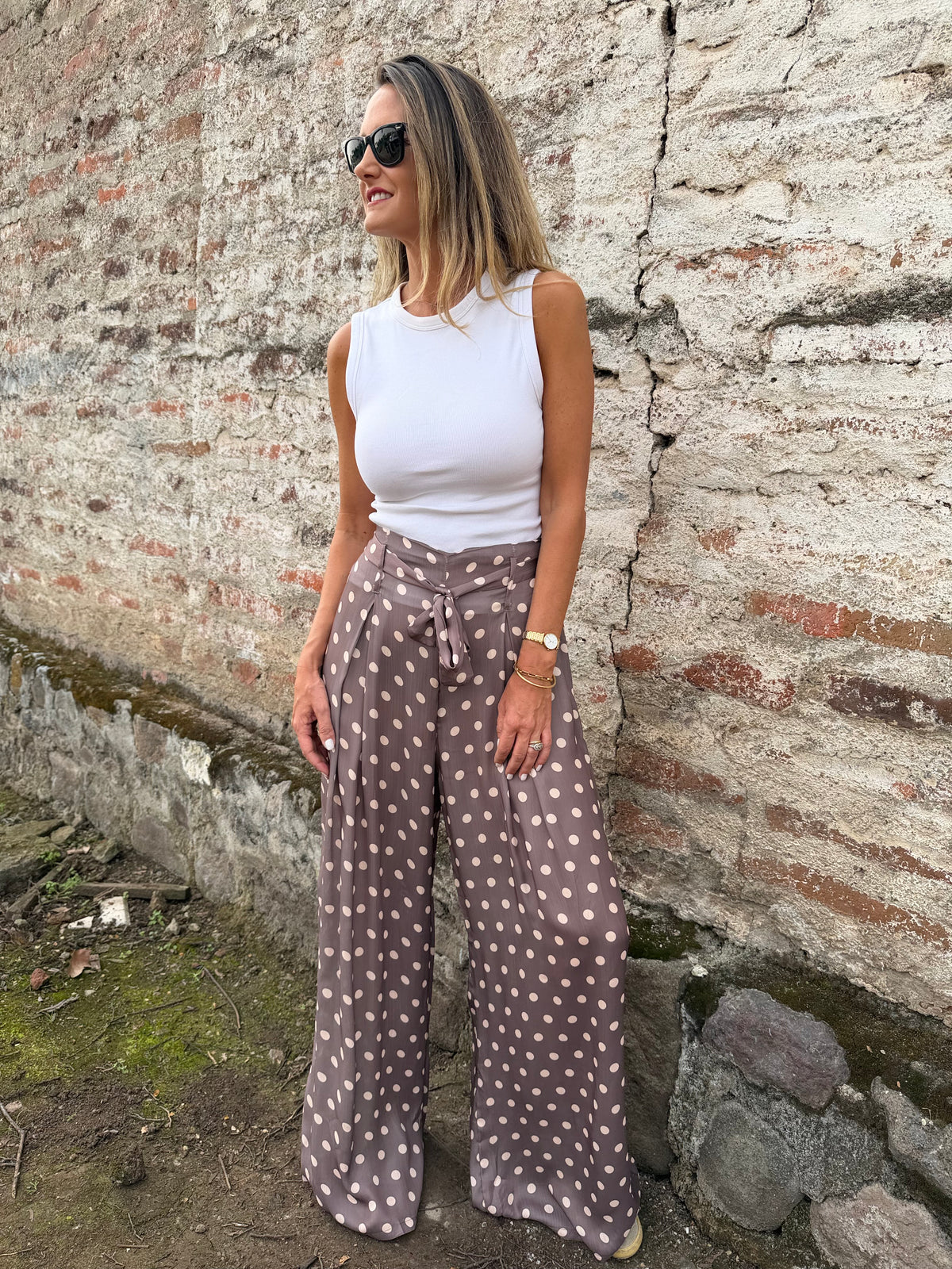 Palazo puntos taupe