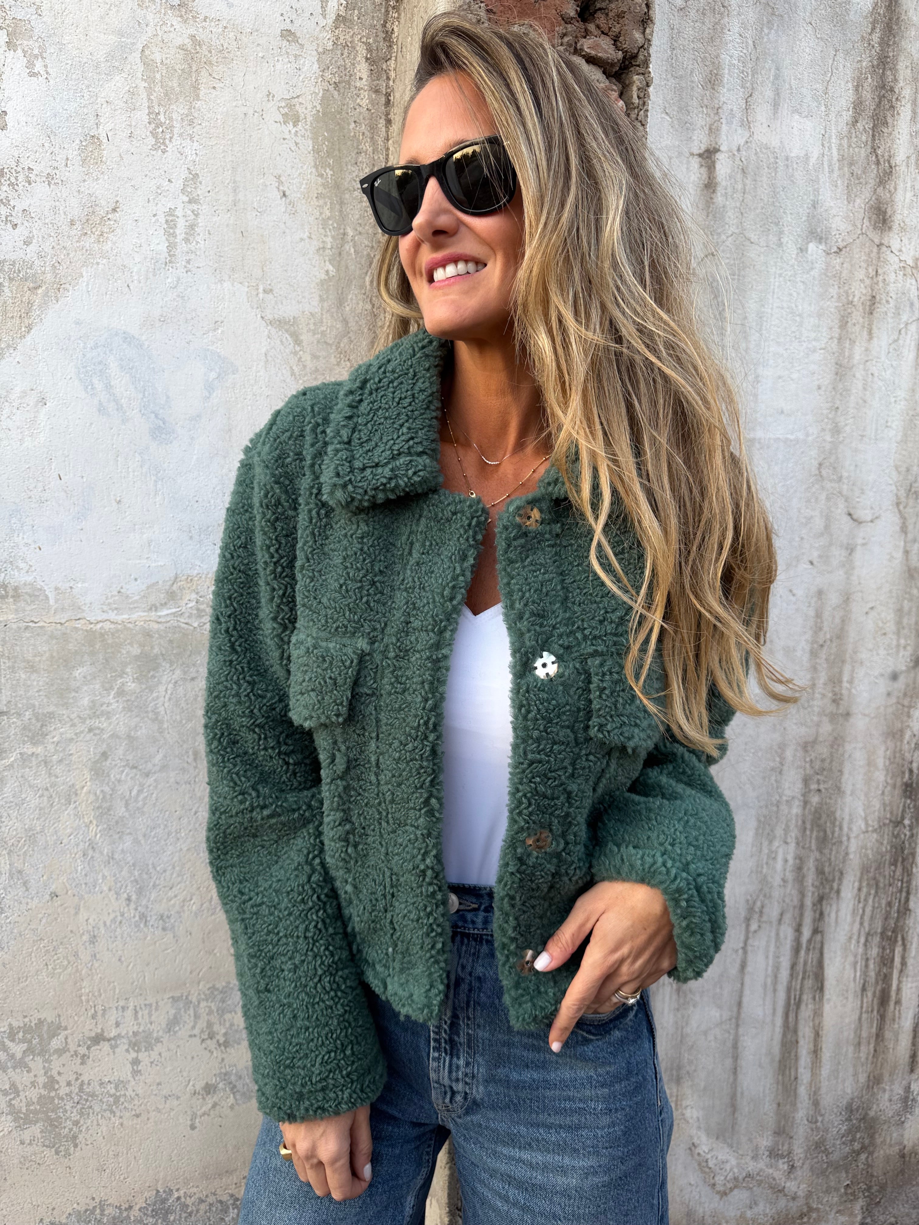 Chaqueta reversible chiporro suede verde
