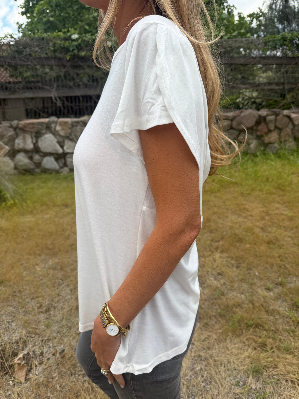 Polera algodón nudo espalda blanca