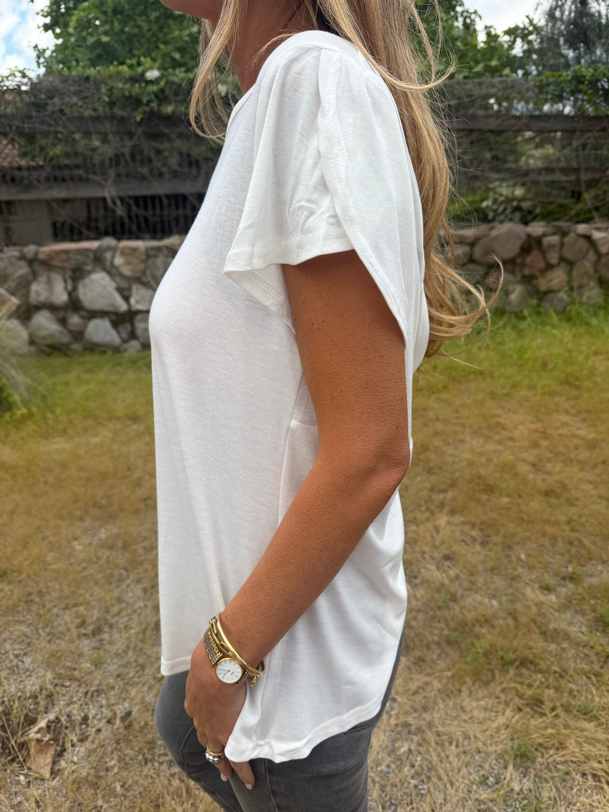 Polera algodón nudo espalda blanca