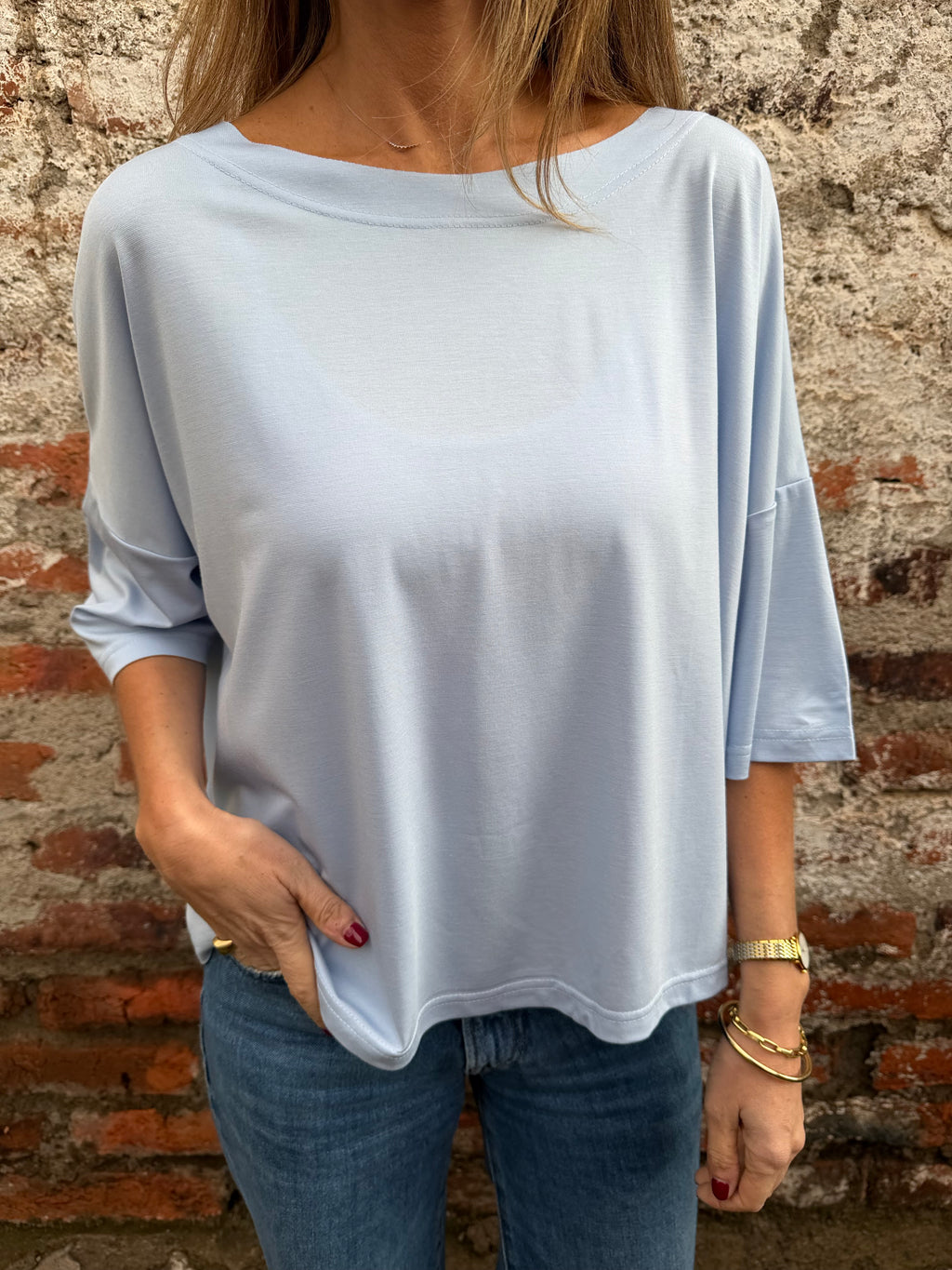 Maxxi polera modal celeste