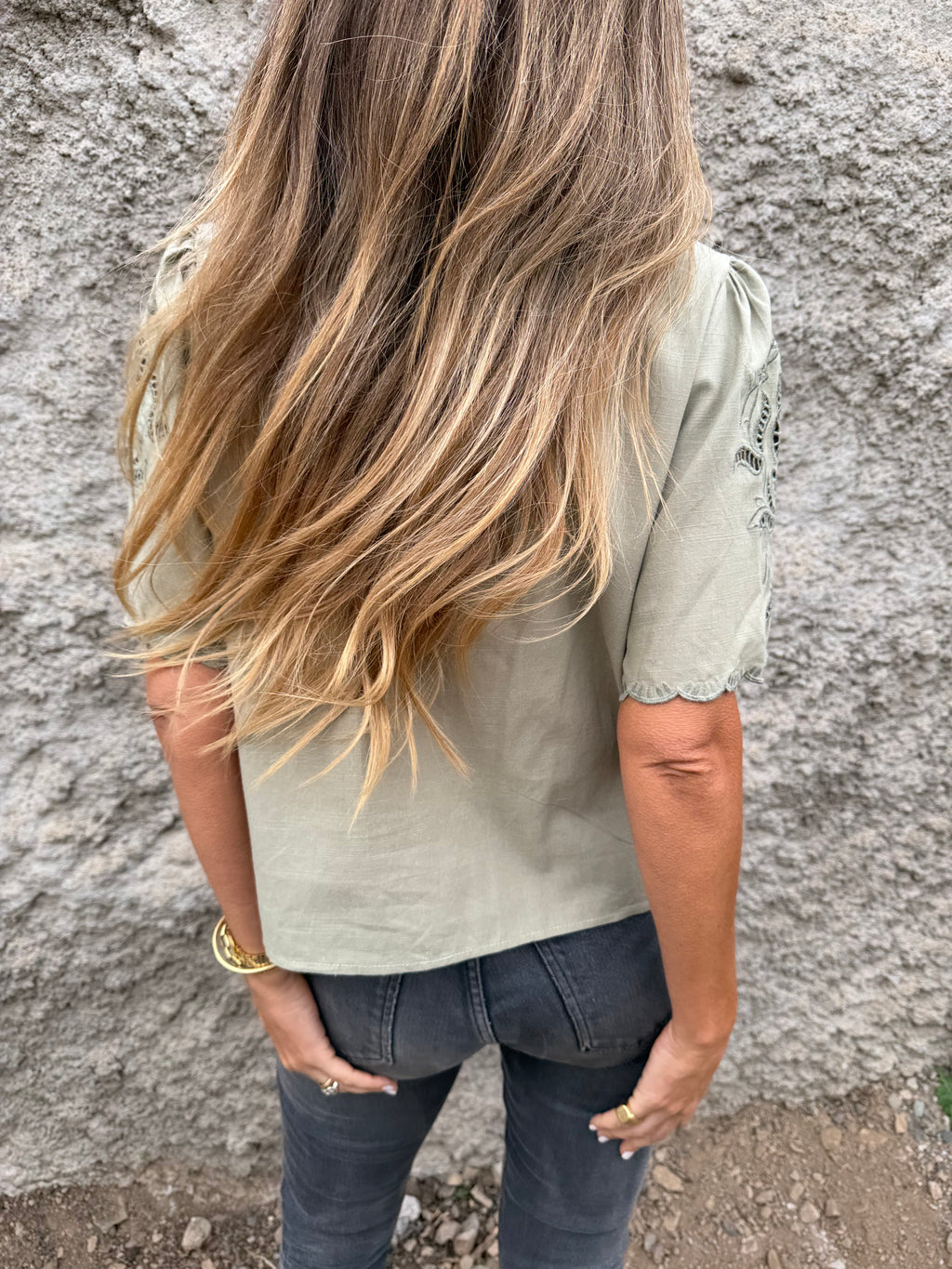 Blusa broderie completa verde claro