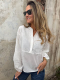Blusa manga globo detalles blanca