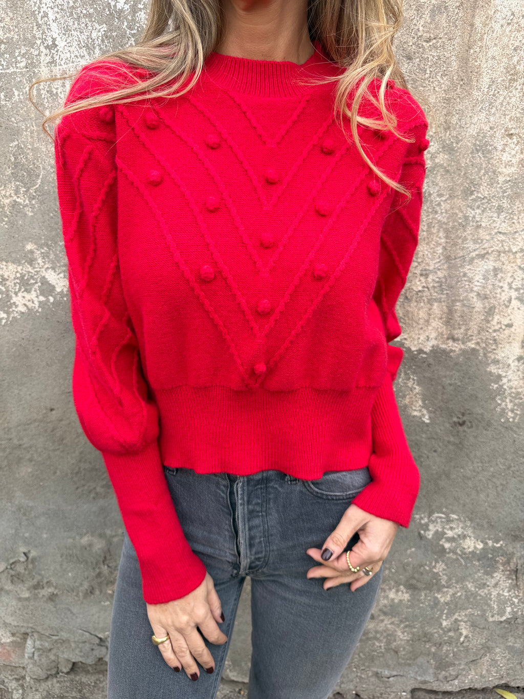 Chaleco mini pompón rojo