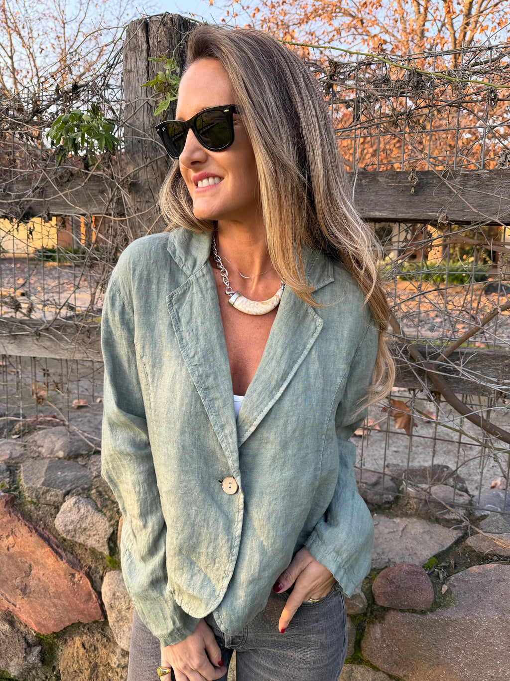 Blazer 100% lino verde