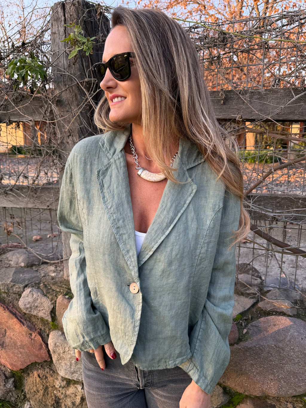 Blazer 100% lino verde