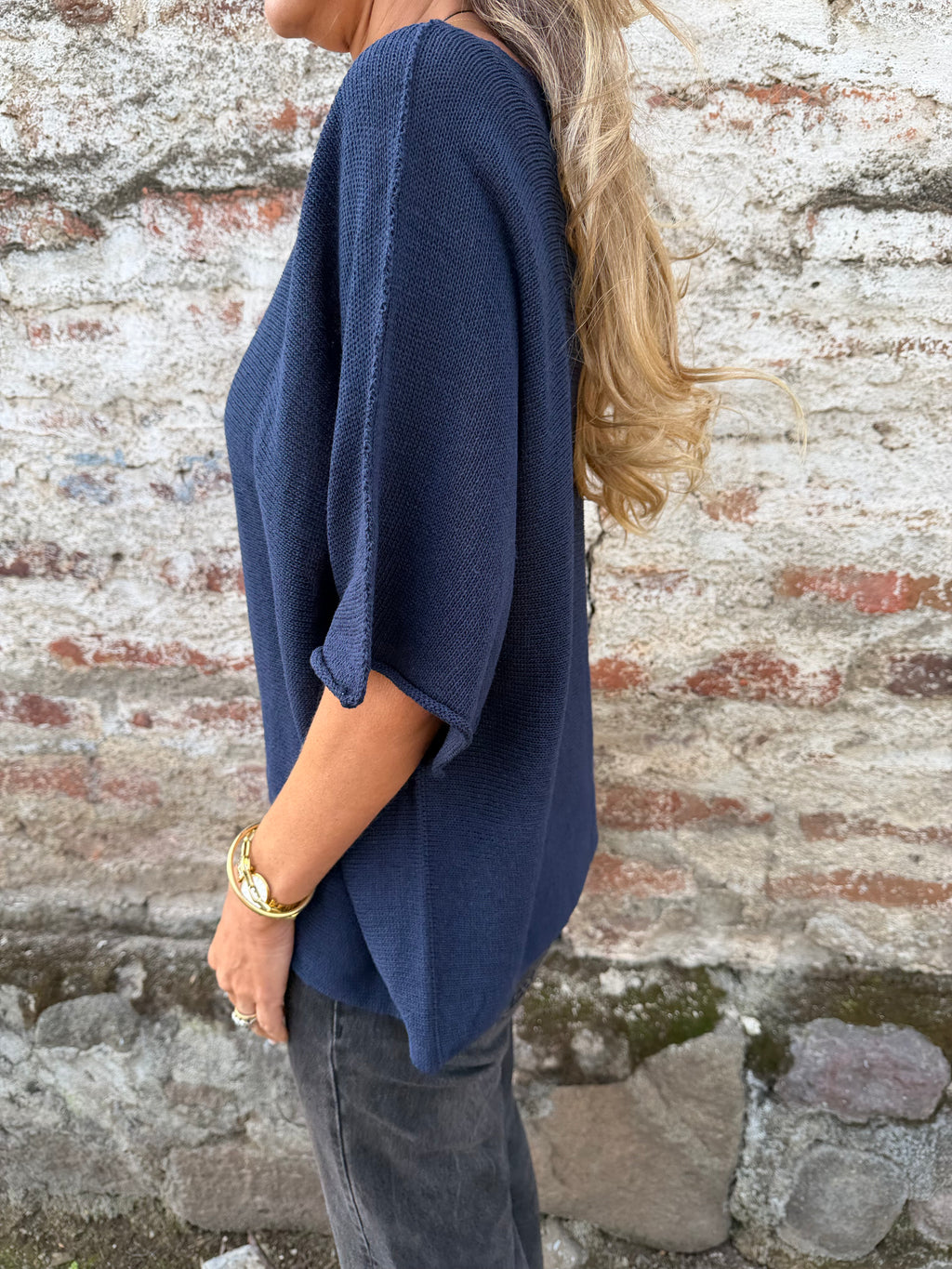 Polera/ chaleco tejida perfecta azul