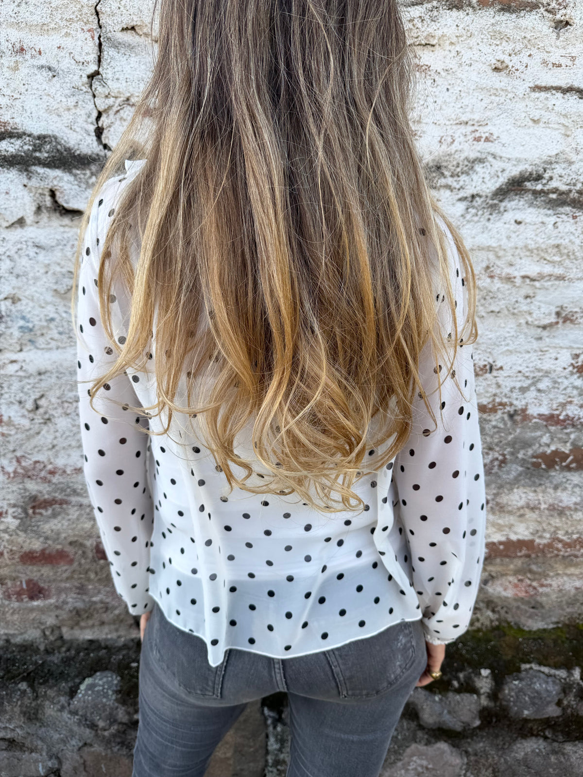 Blusa gasa puntitos crudo