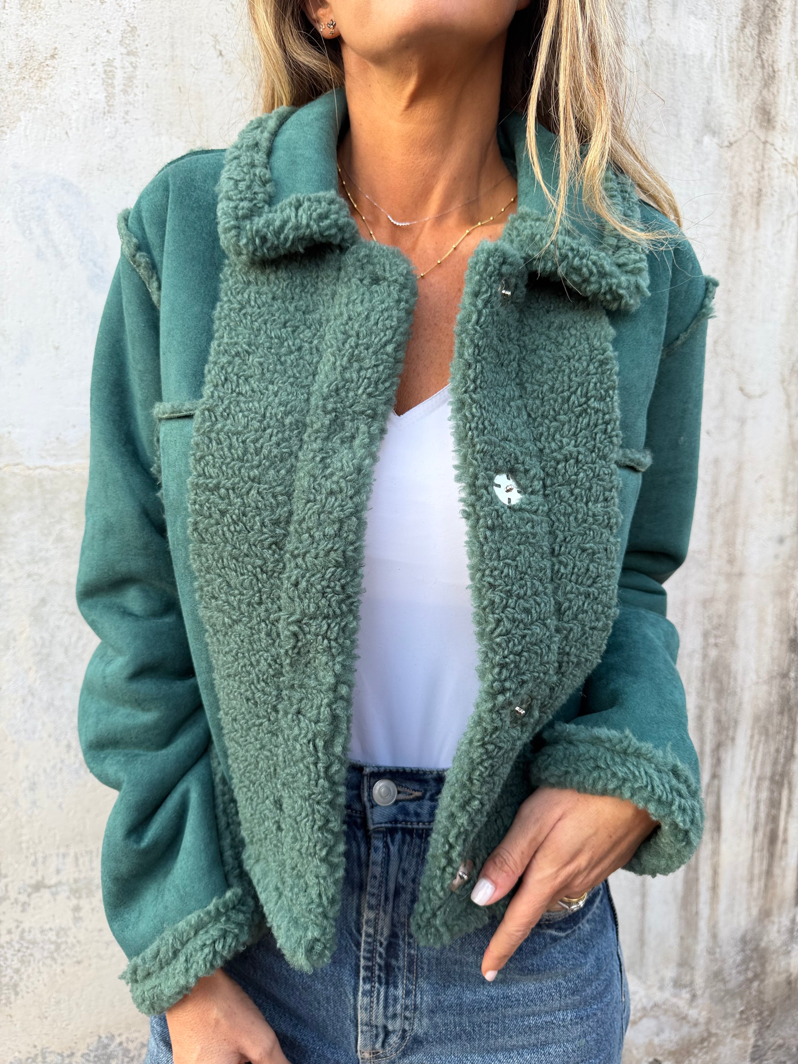 Chaqueta reversible chiporro suede verde