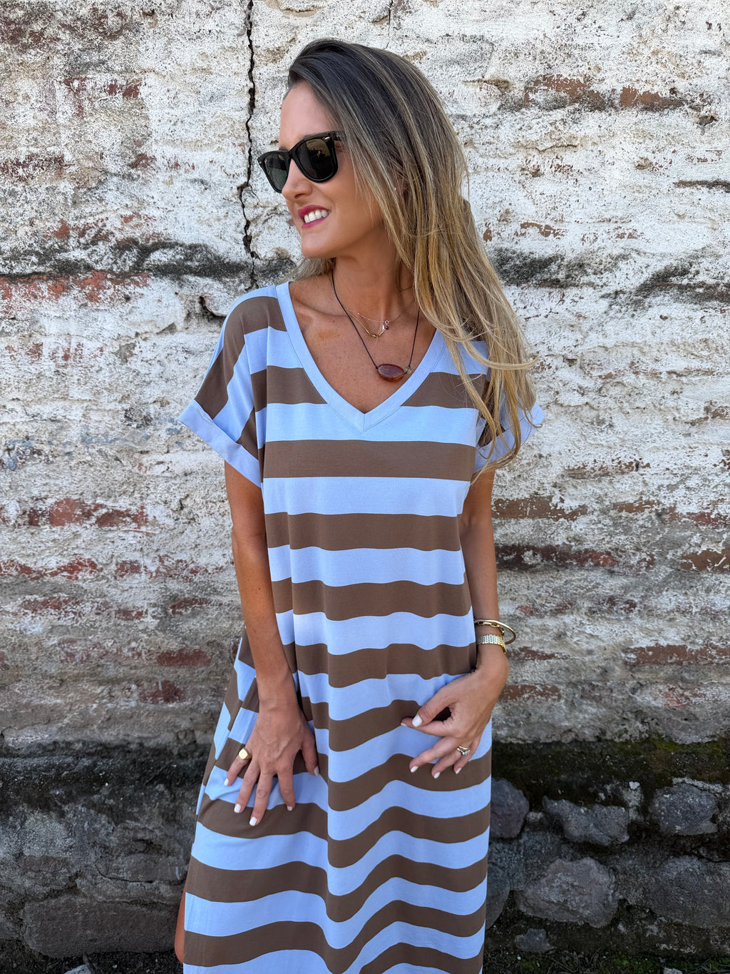 Vestido rayas celeste