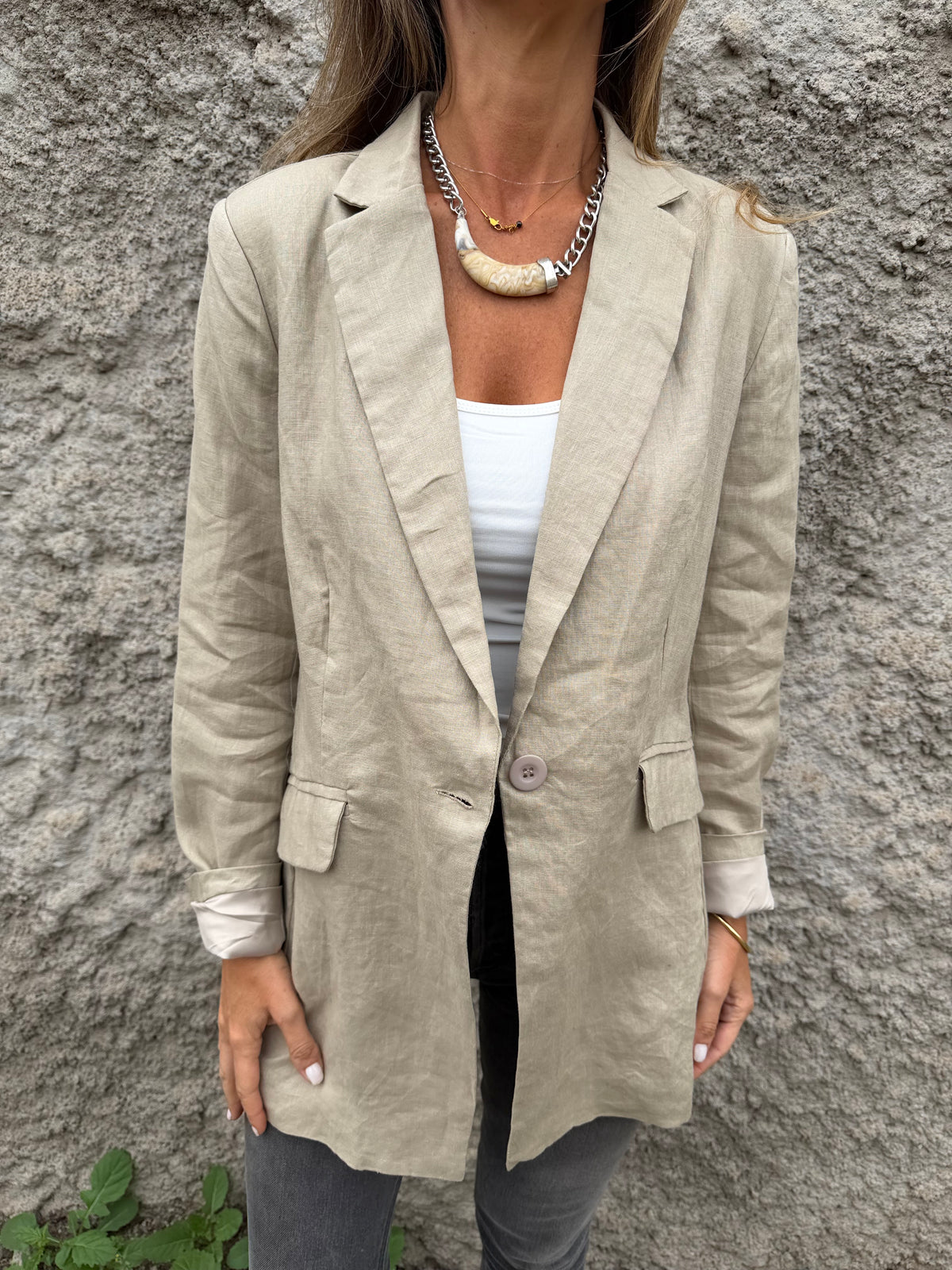 Blazer 100% lino perfecto beige