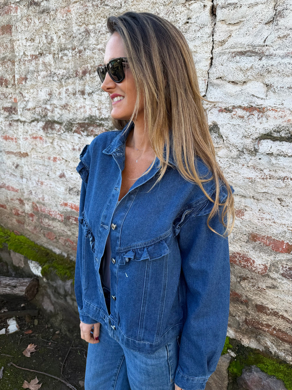 Chaqueta bluejean vuelitos azul