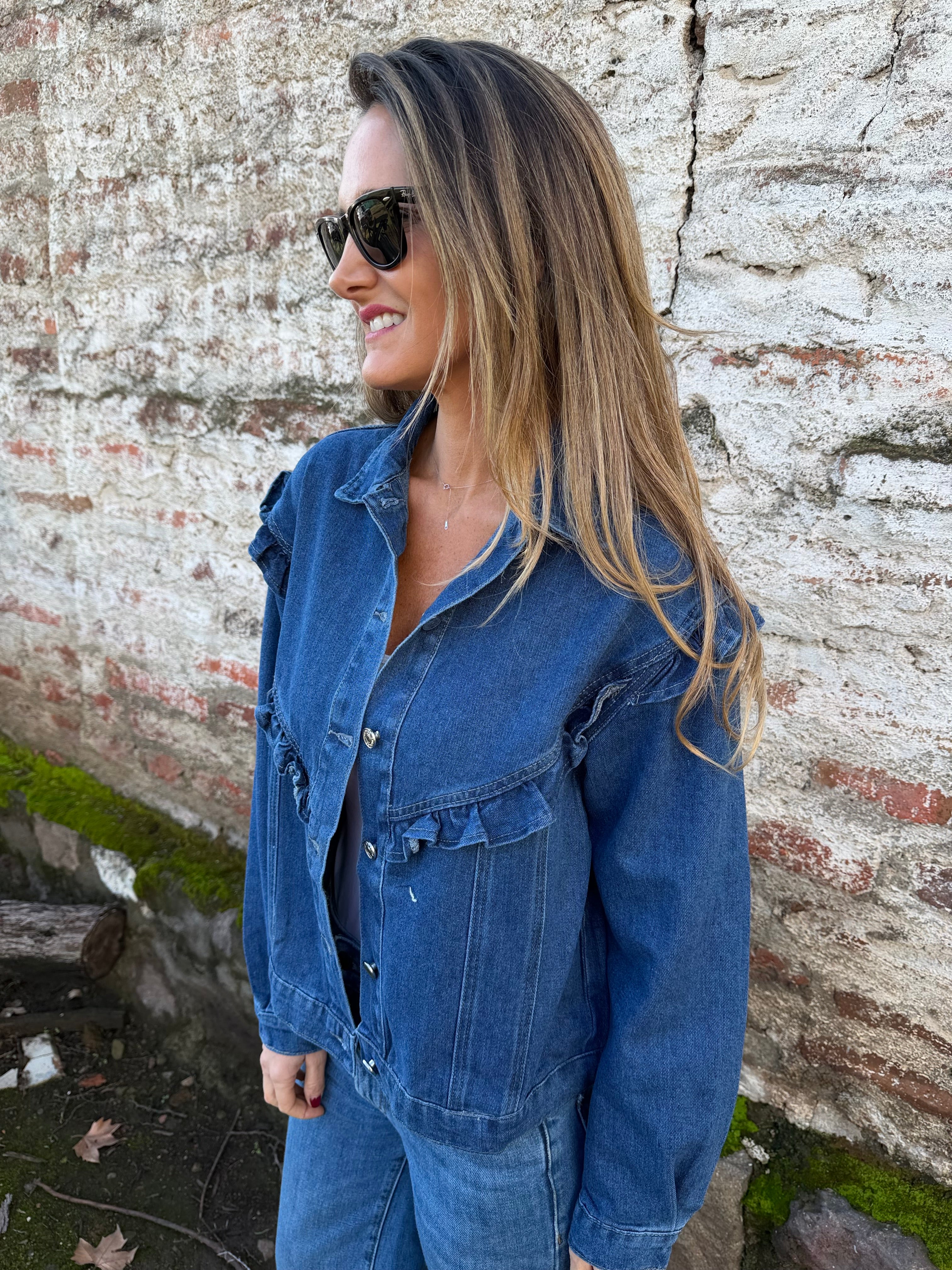 Chaqueta bluejean vuelitos azul
