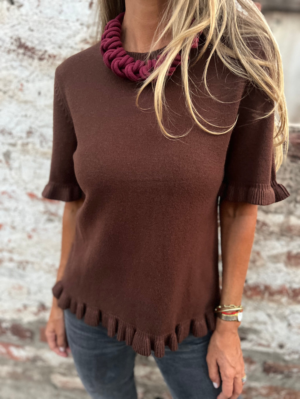 Polera/ Chaleco vuelitos café