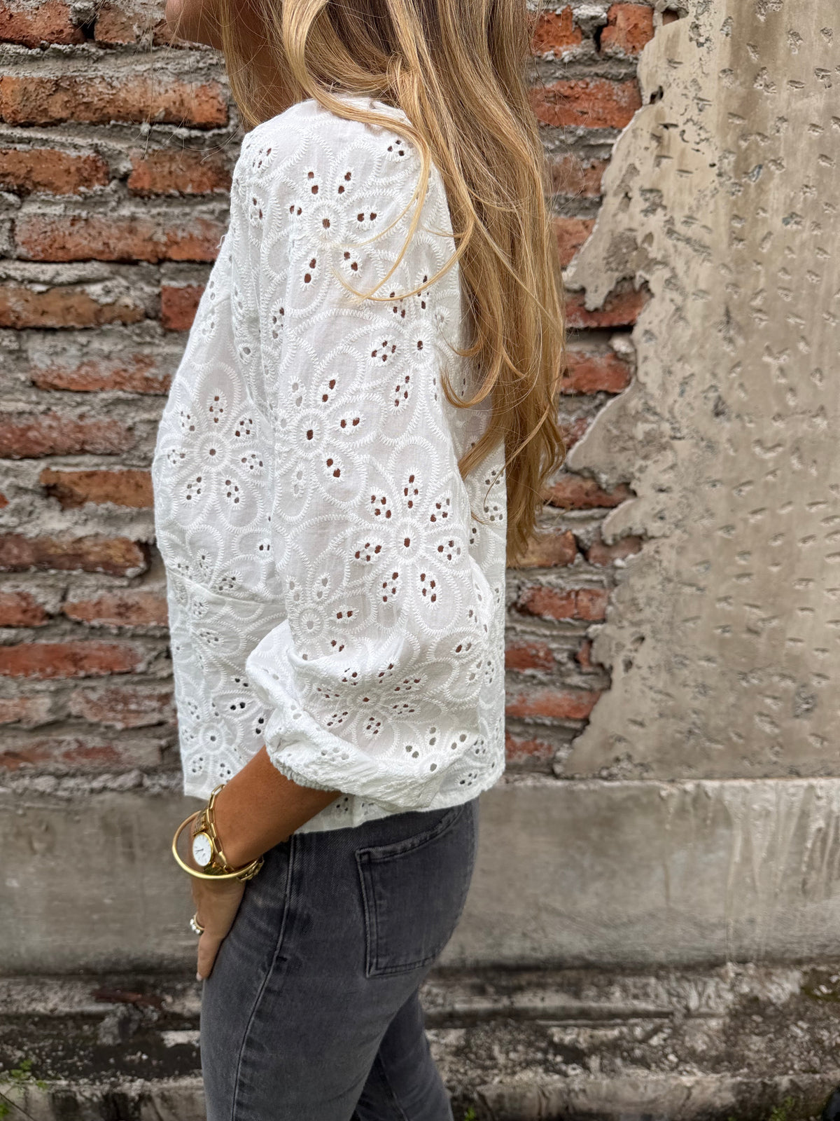 Blusa súper broderie blanca