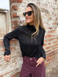 Polera lanilla encaje negra