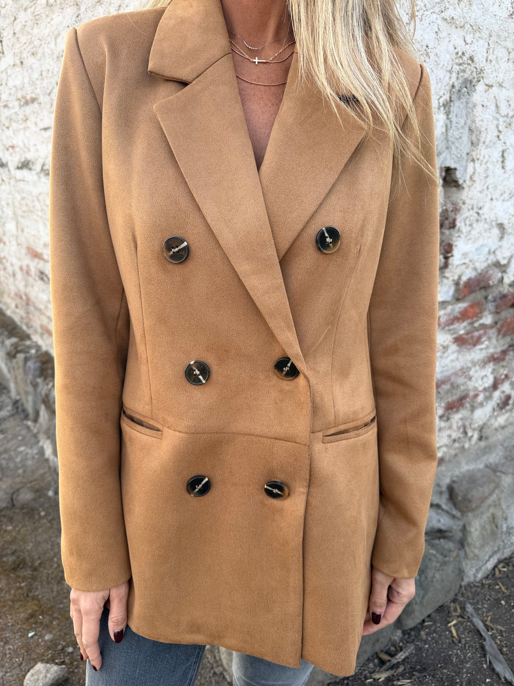 Blazer efecto gamuza increíble camel