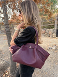 Cartera efecto cuero graneado maca burdeo