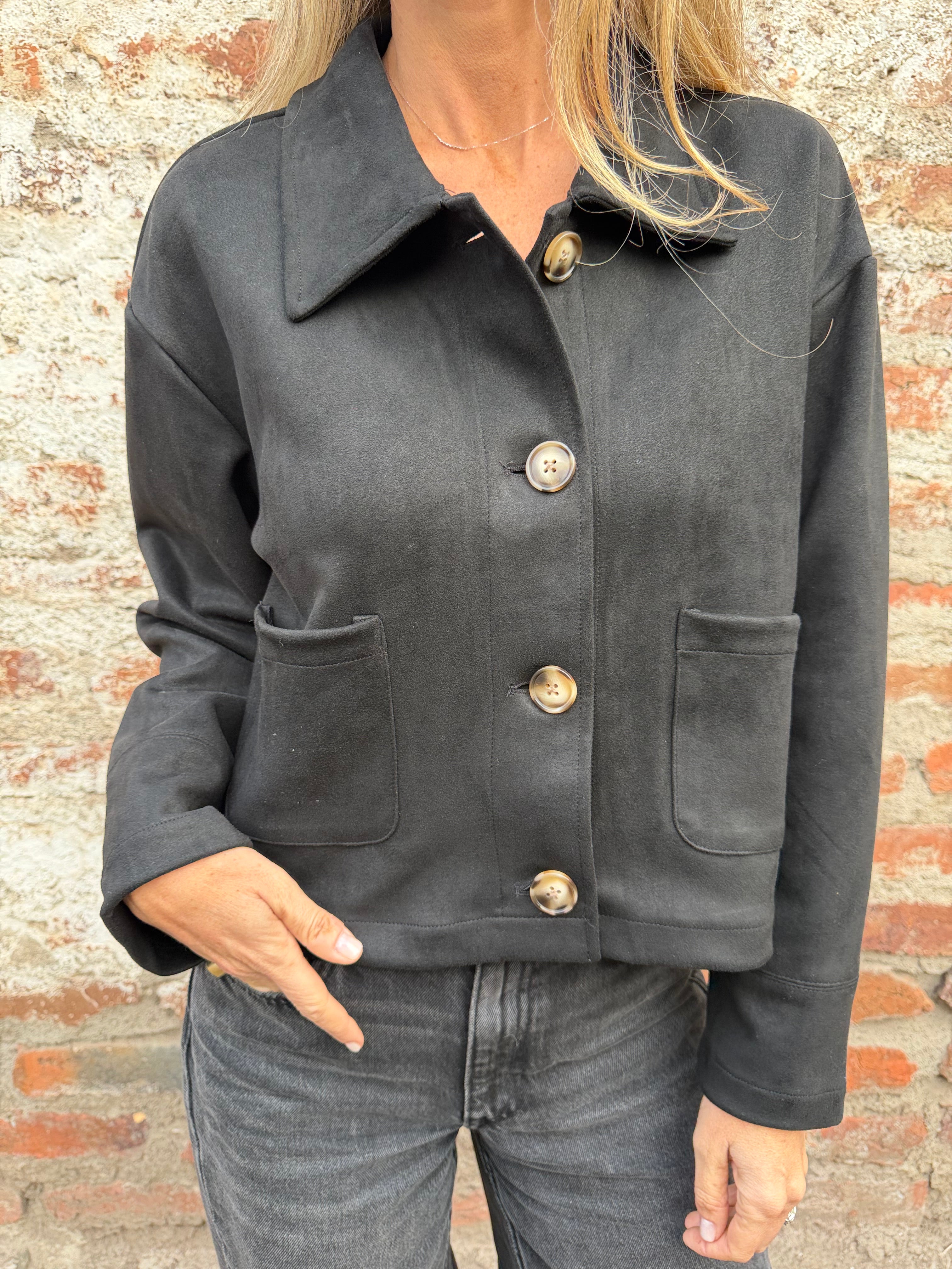 Chaqueta suede pocket negro