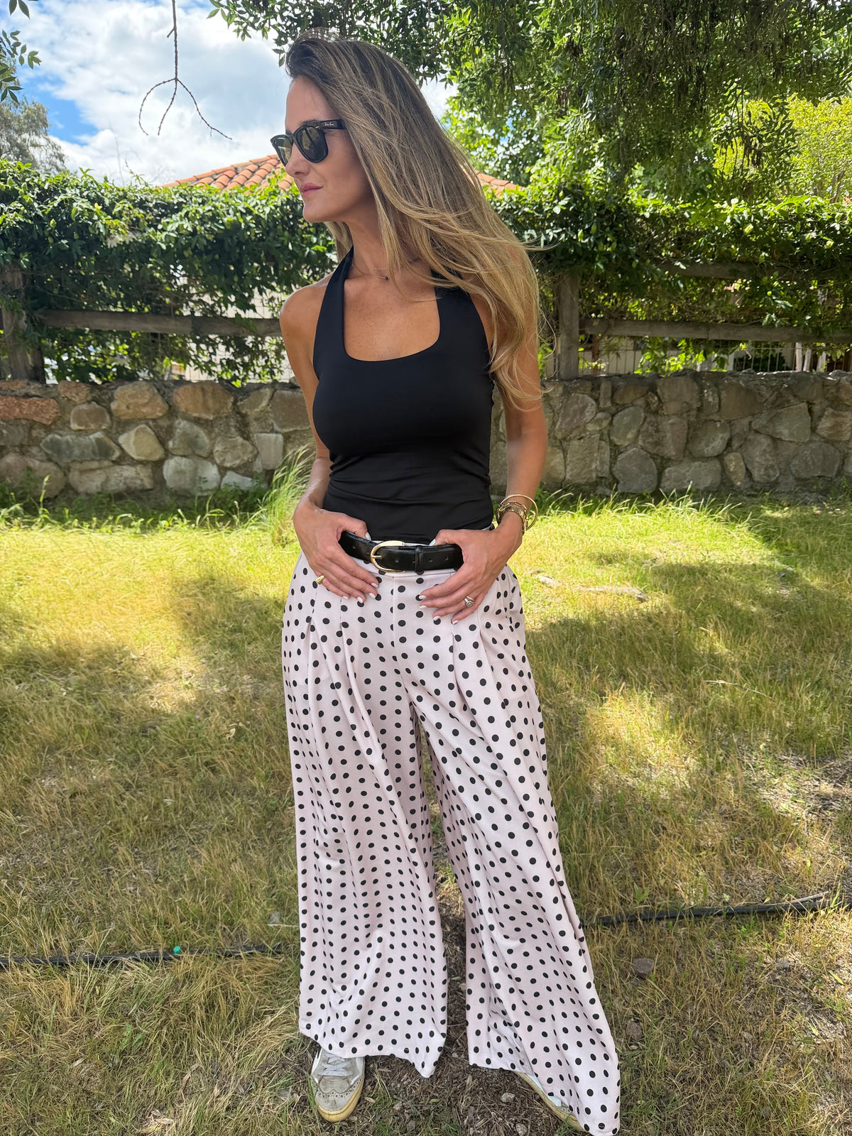 New palazo polca dots beige