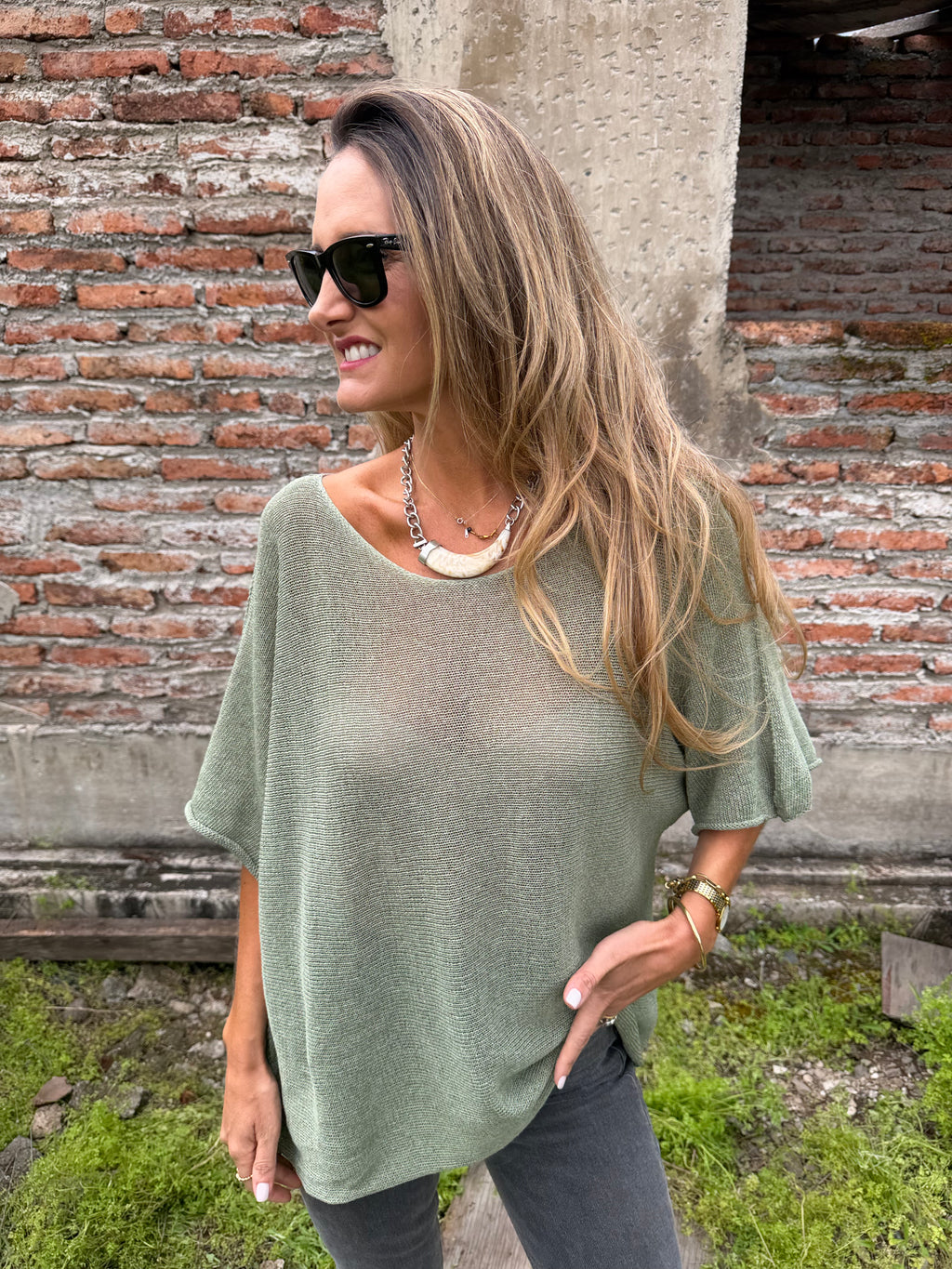 Chaleco new hilado verde musgo