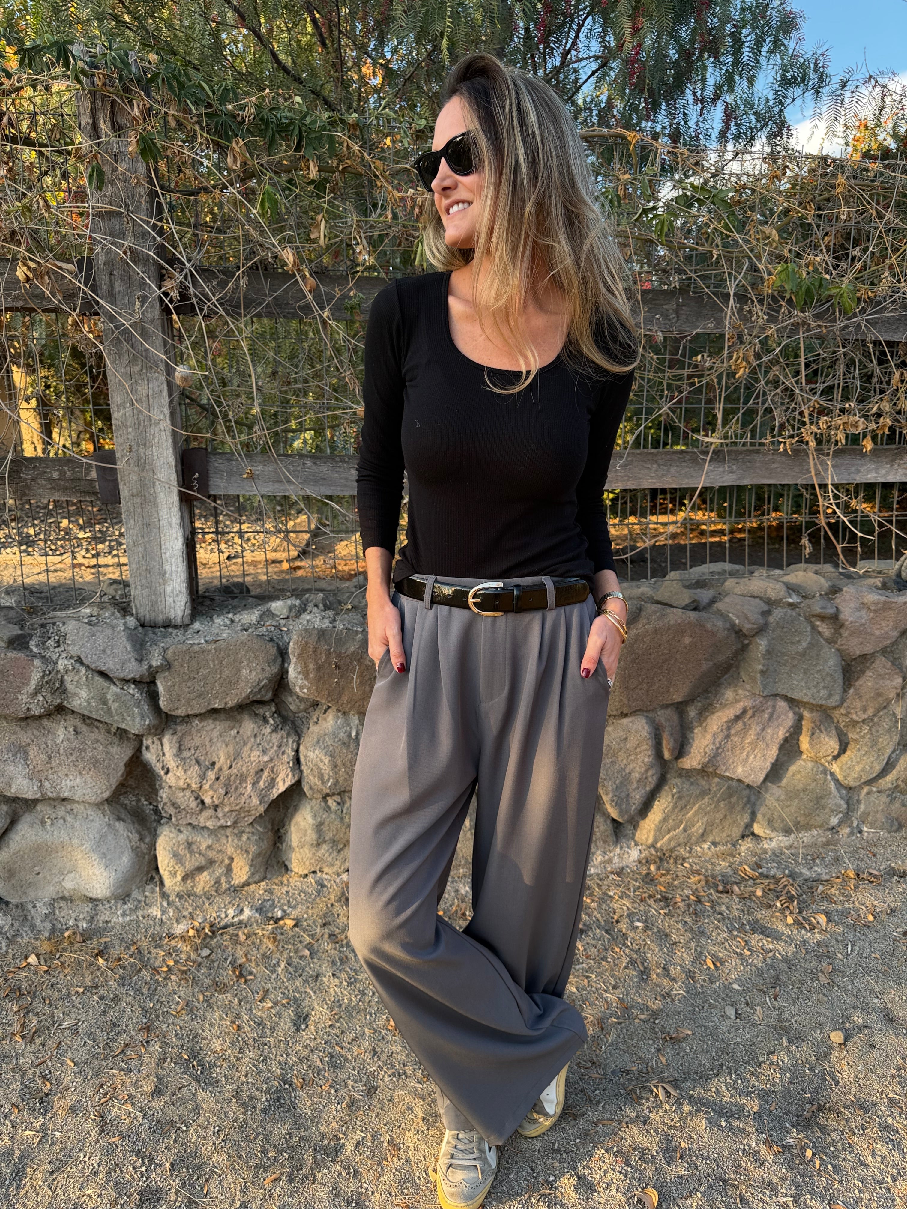 Pantalón sastre fluido gris