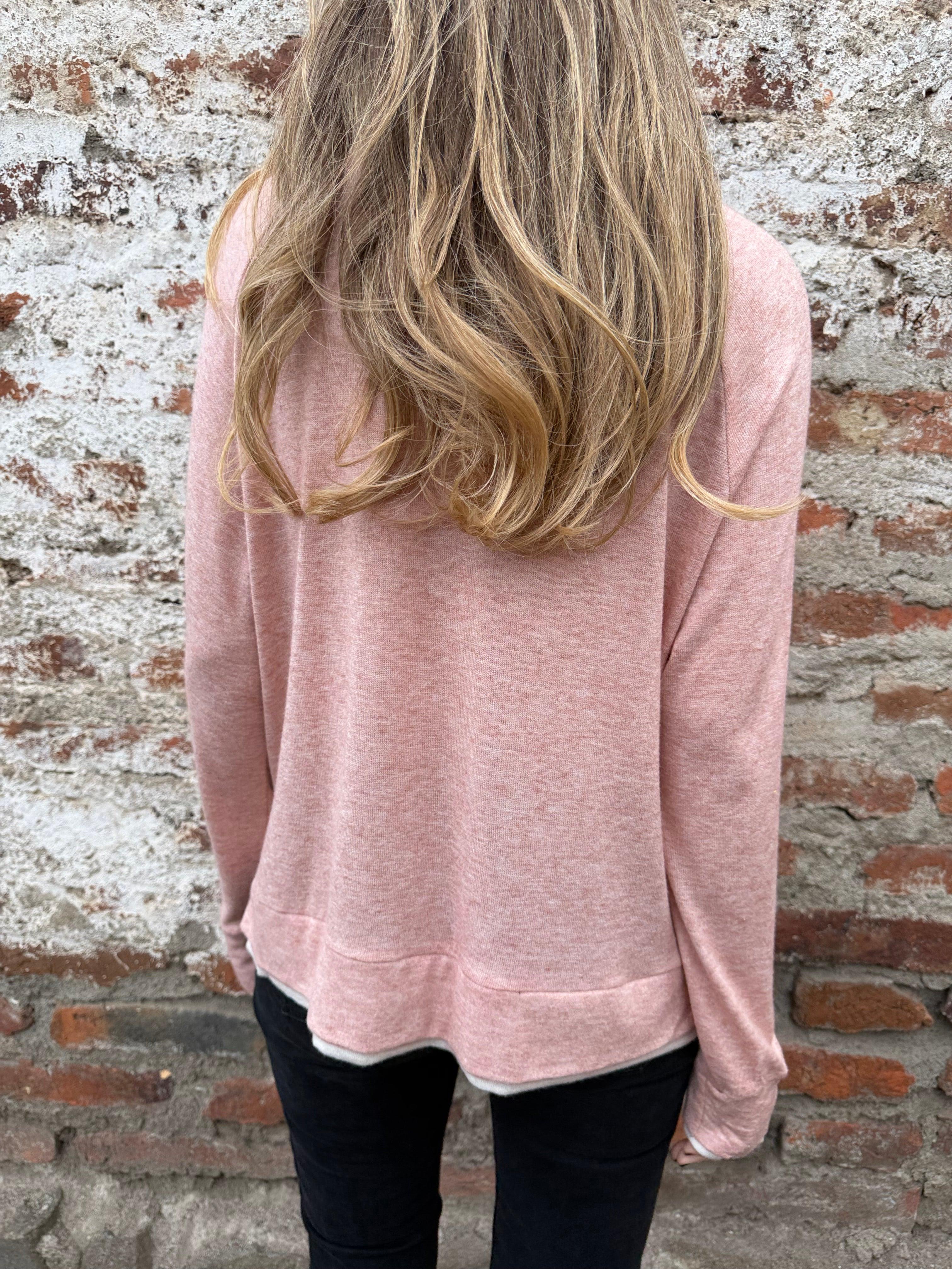 Polera lanilla doblez rosada