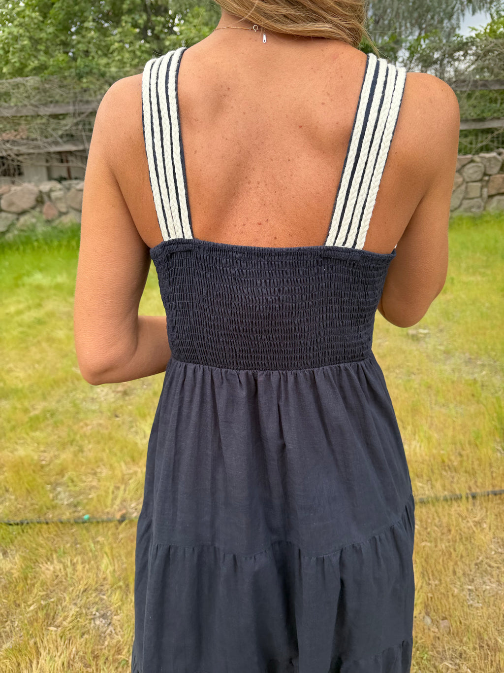 Vestido cordones azul marino