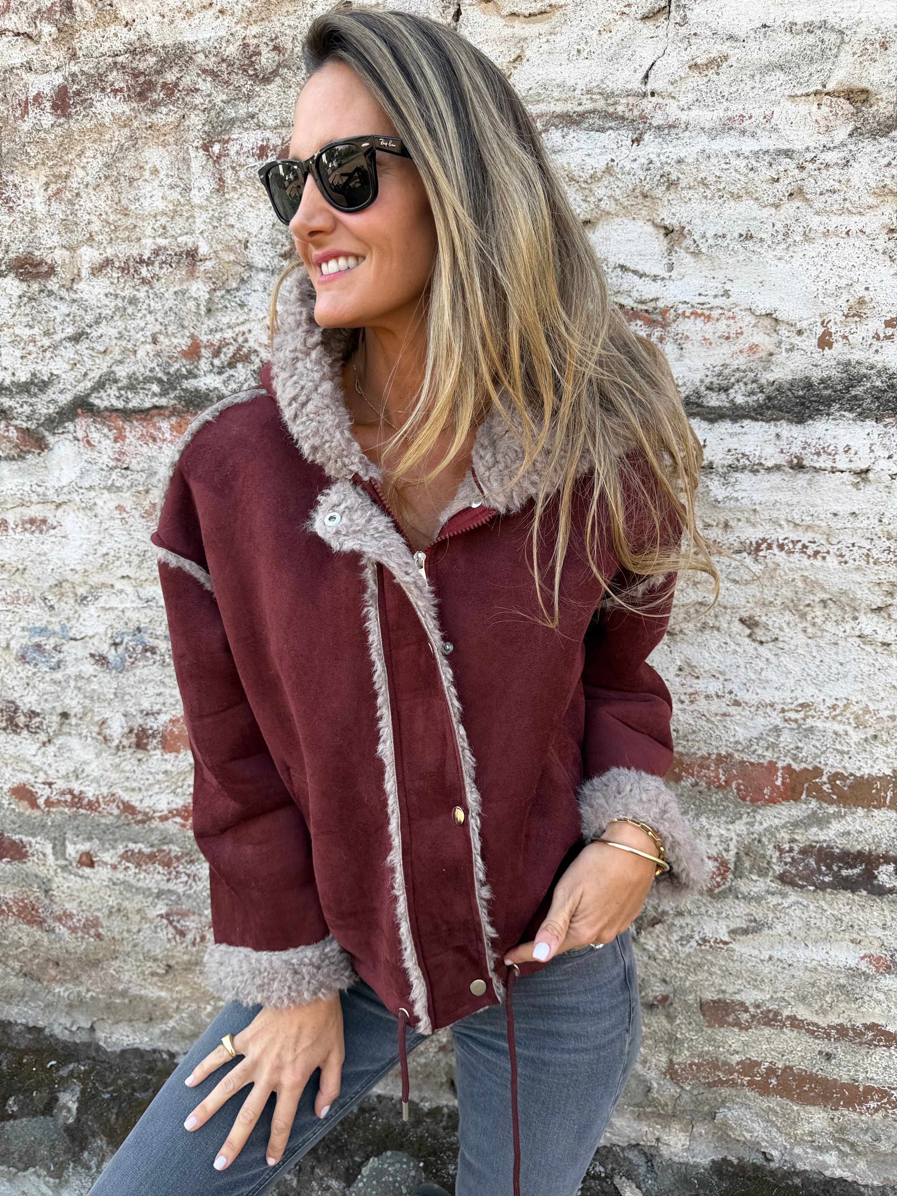 Chaqueta suede chiporro burdeo