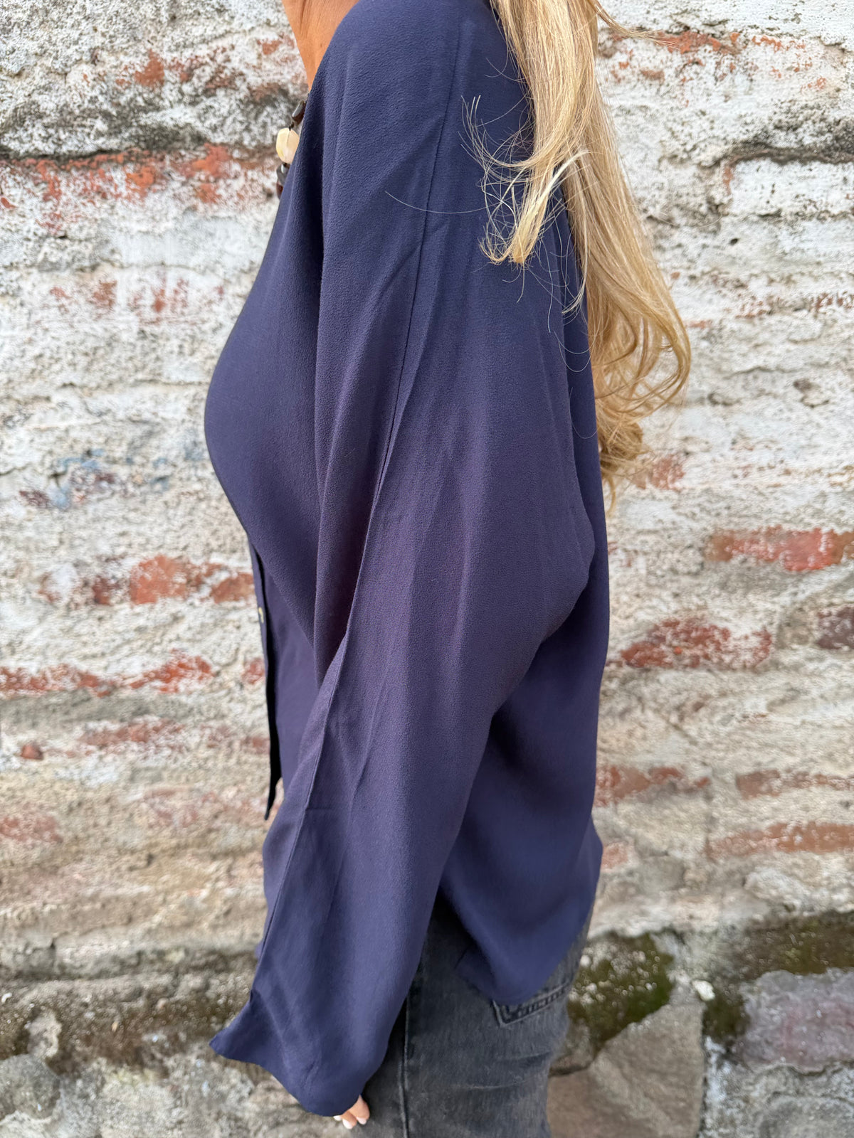 Blusa abotonada azul
