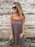 Vestido linoto despuntes café