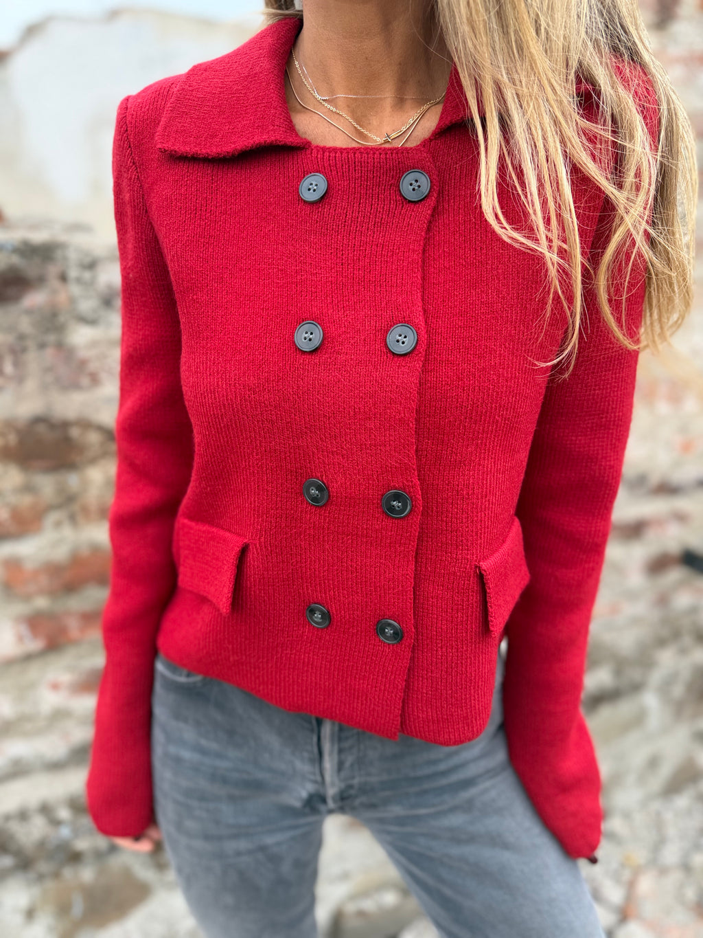 Chaleco tipo chaquetita rojo italiano