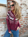 Chaleco jacquard clásico burdeo