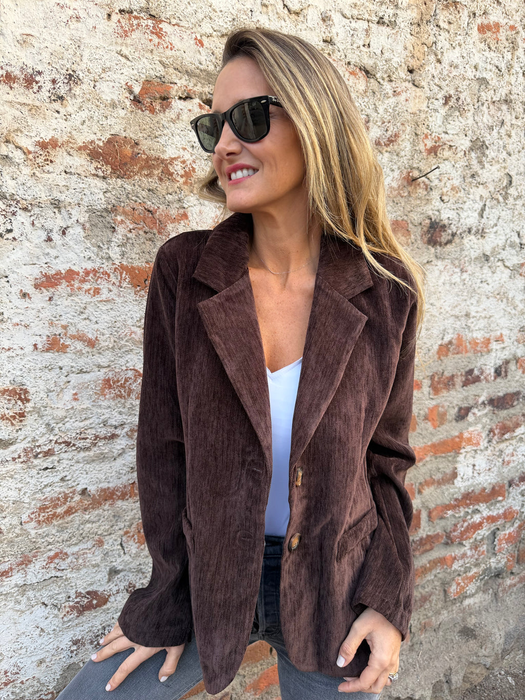 Blazer textura cafe oscuro