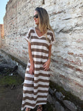 Vestido rayas beige