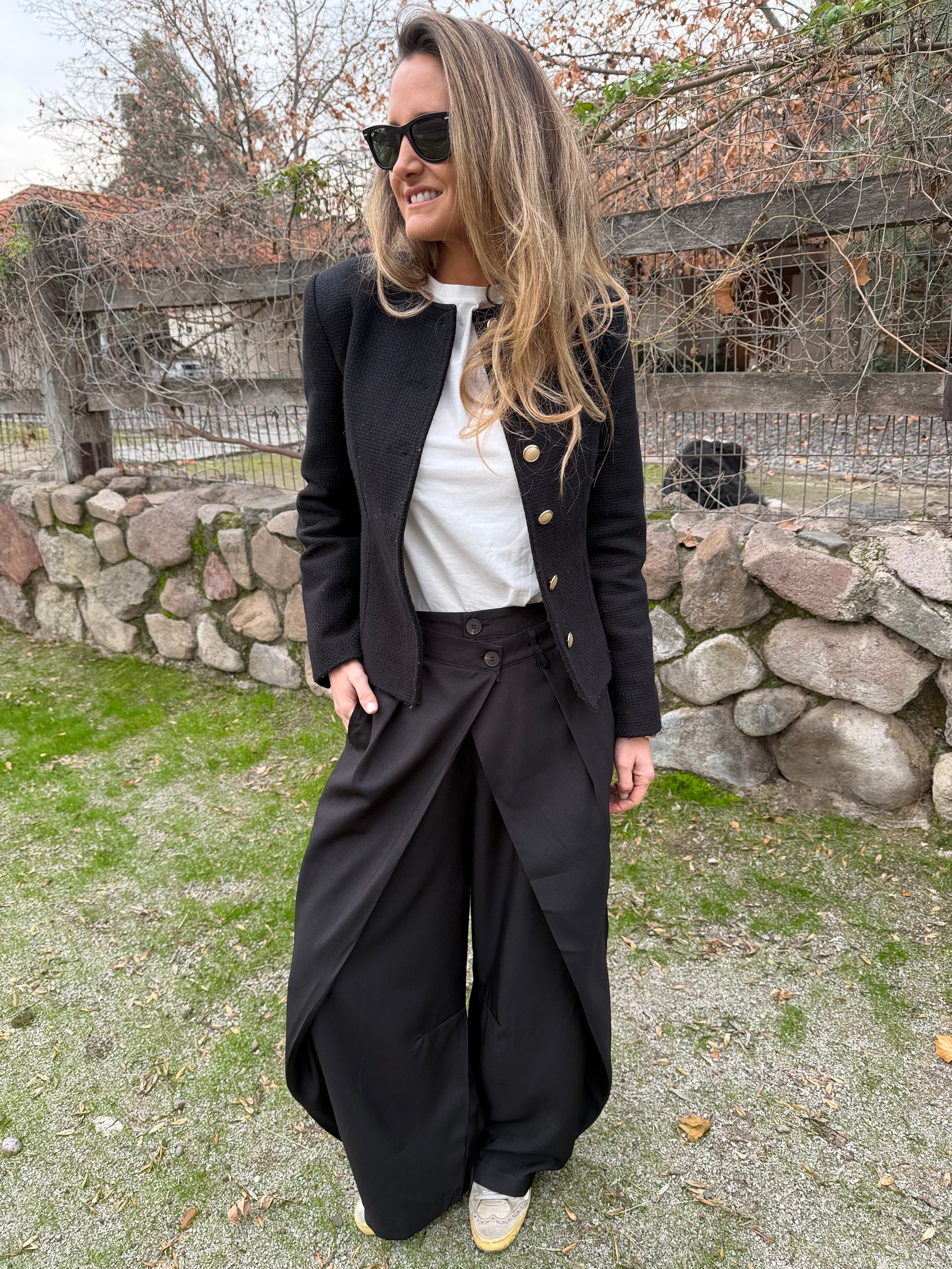 Pantalón sastre doble botón barrel negro