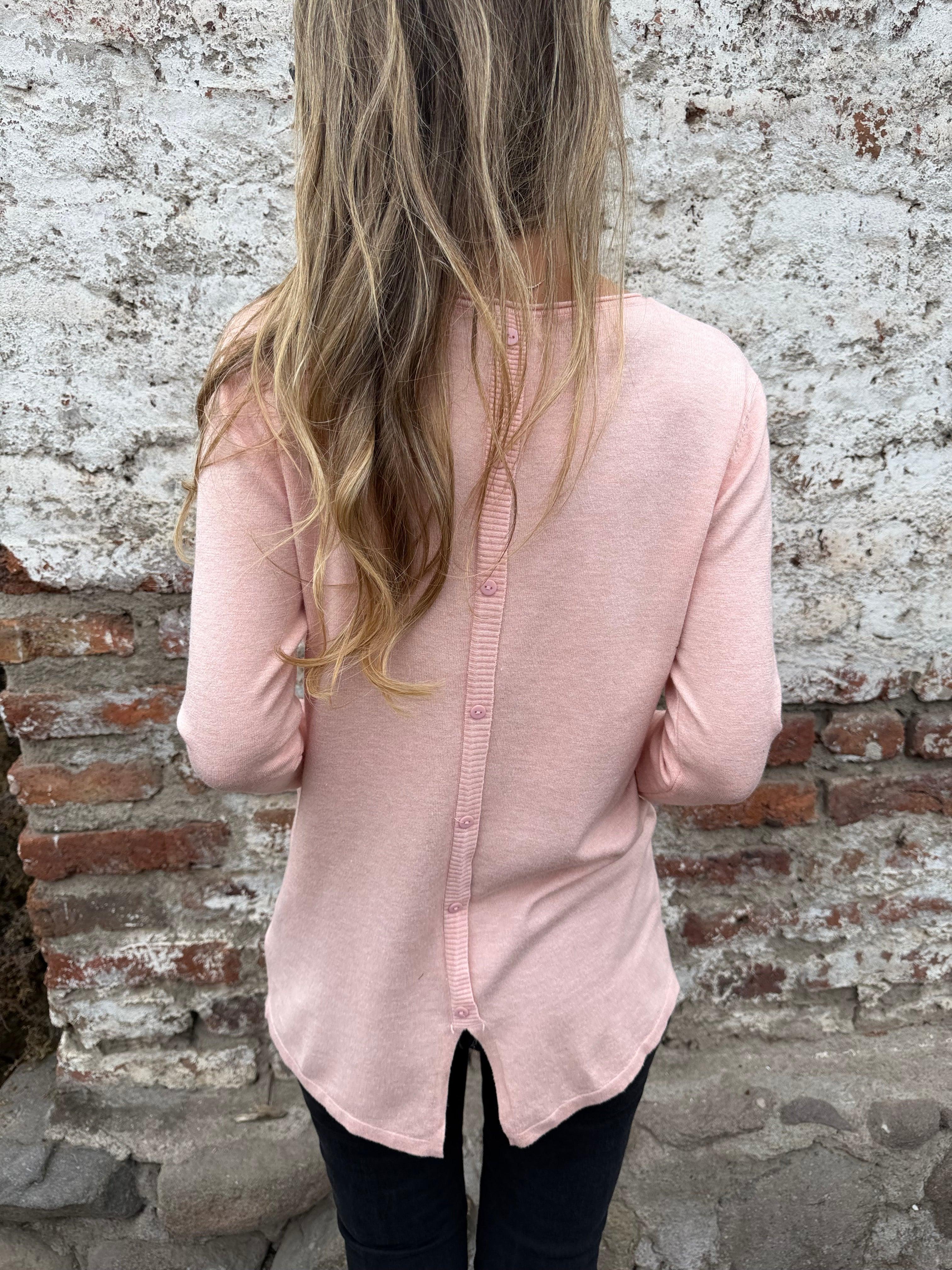 Chaleco básico mini botones espalda rosado