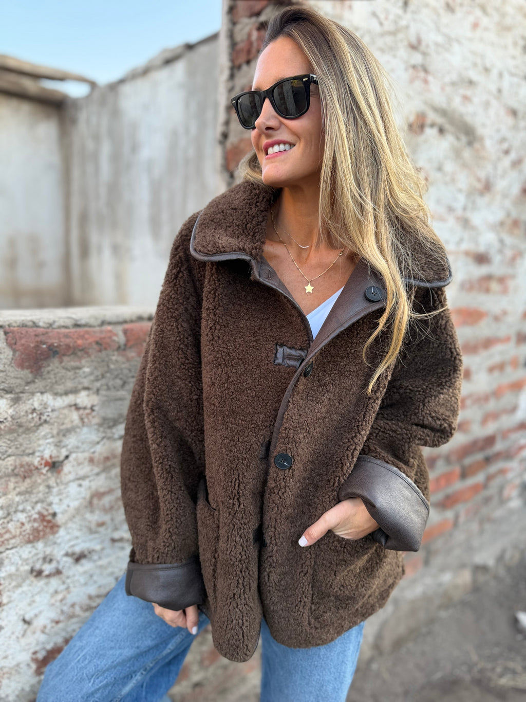 Chaqueta reversible chiporro patagónico gamuza top