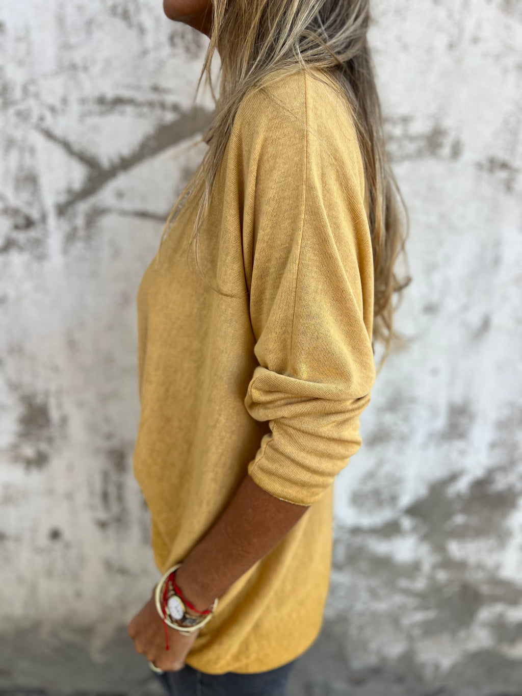 Polera hilo venecia mostaza