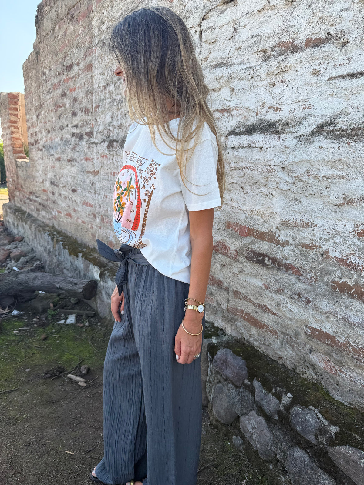 Palazzo crep lazo gris