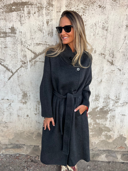 Abrigo 70% cachemira gris acero