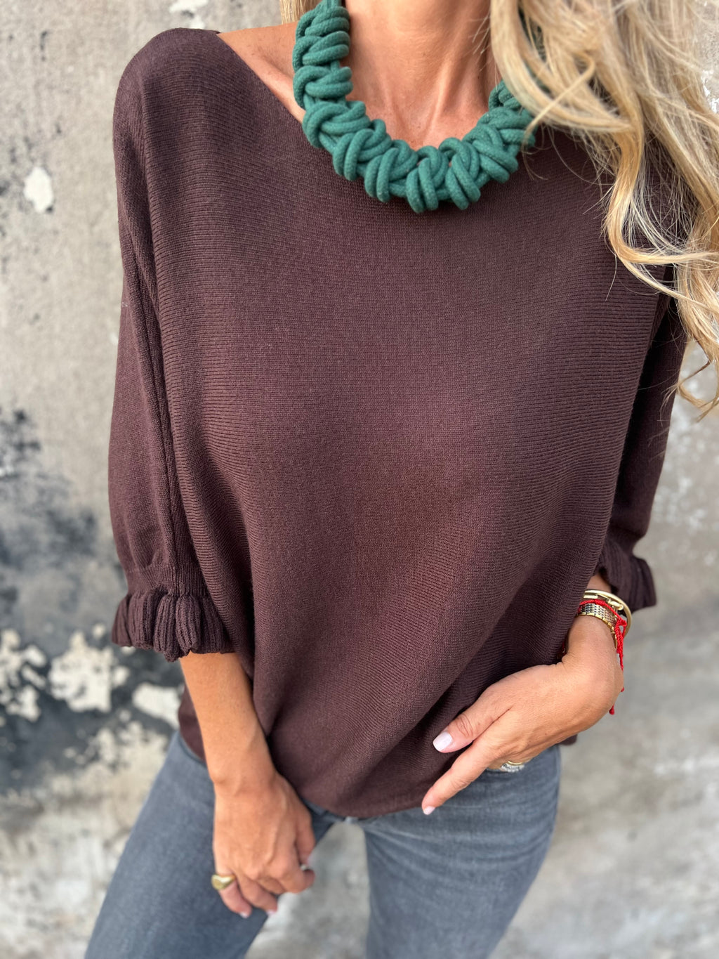 Chaleco polera vuelitos café