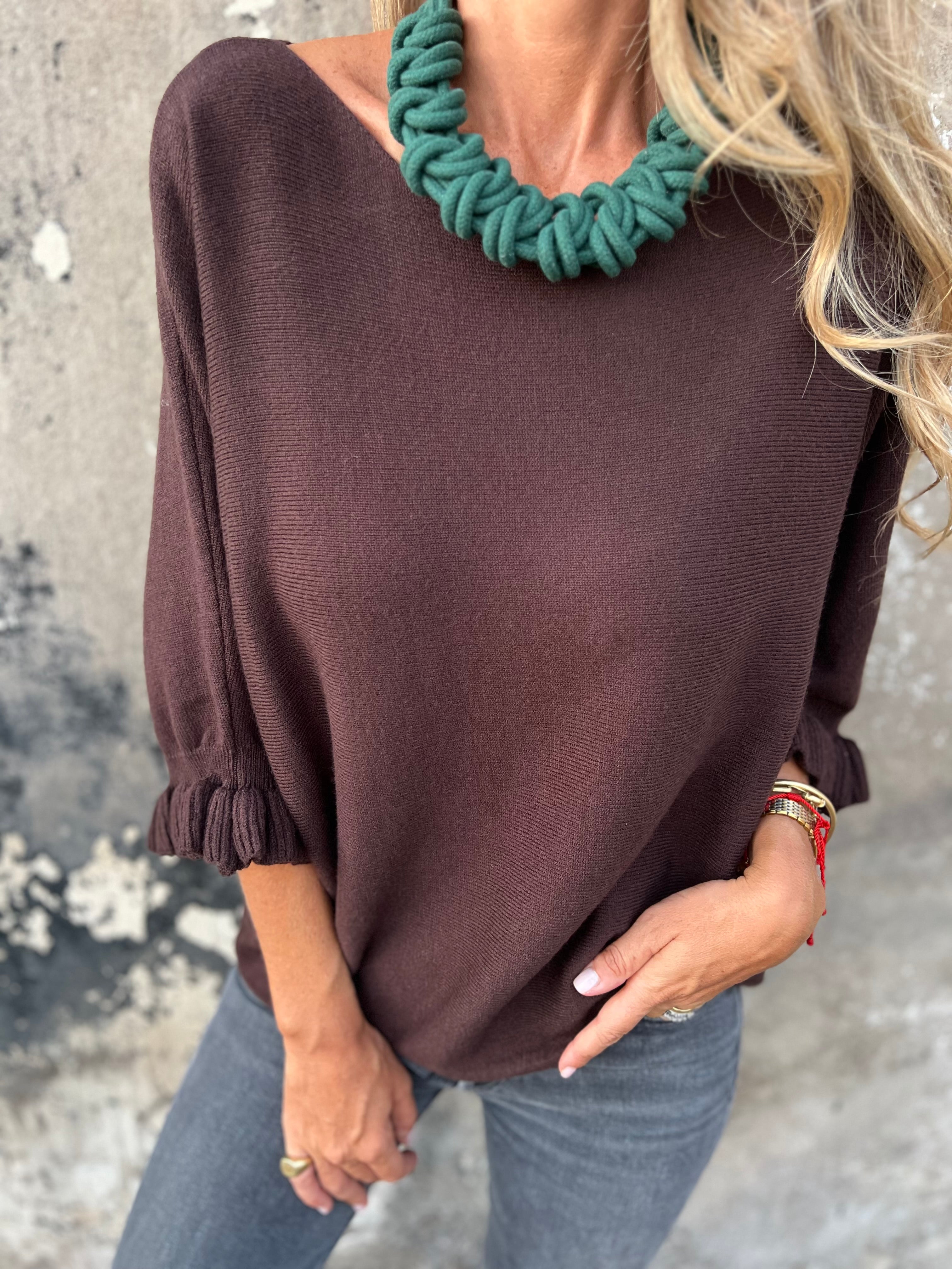 Chaleco polera vuelitos café