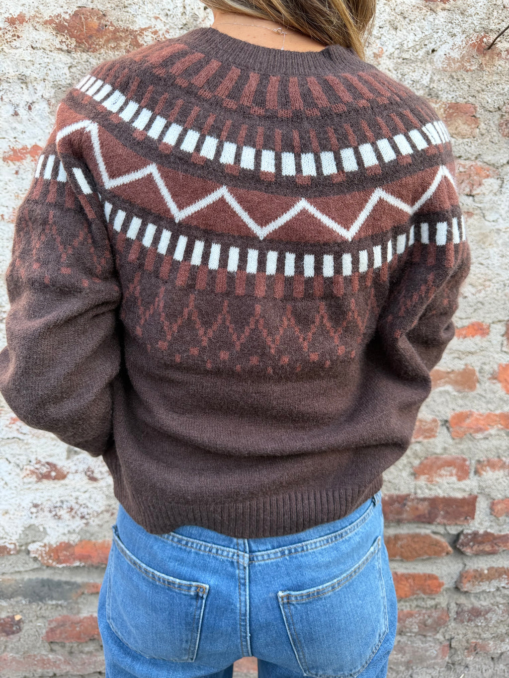Chaleco jacquard clásico café