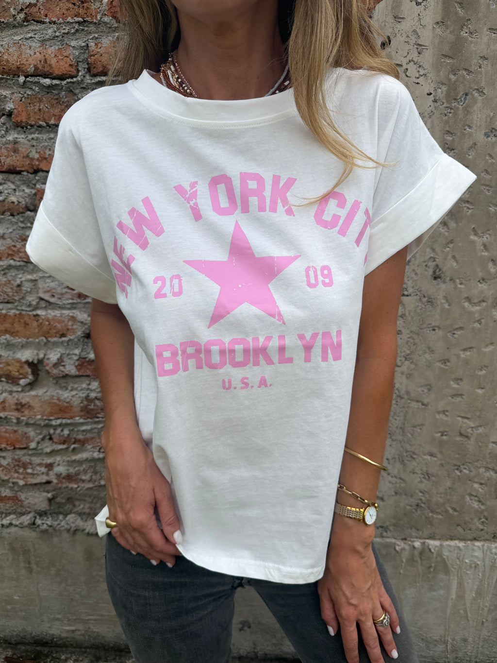 Polera new york blanca