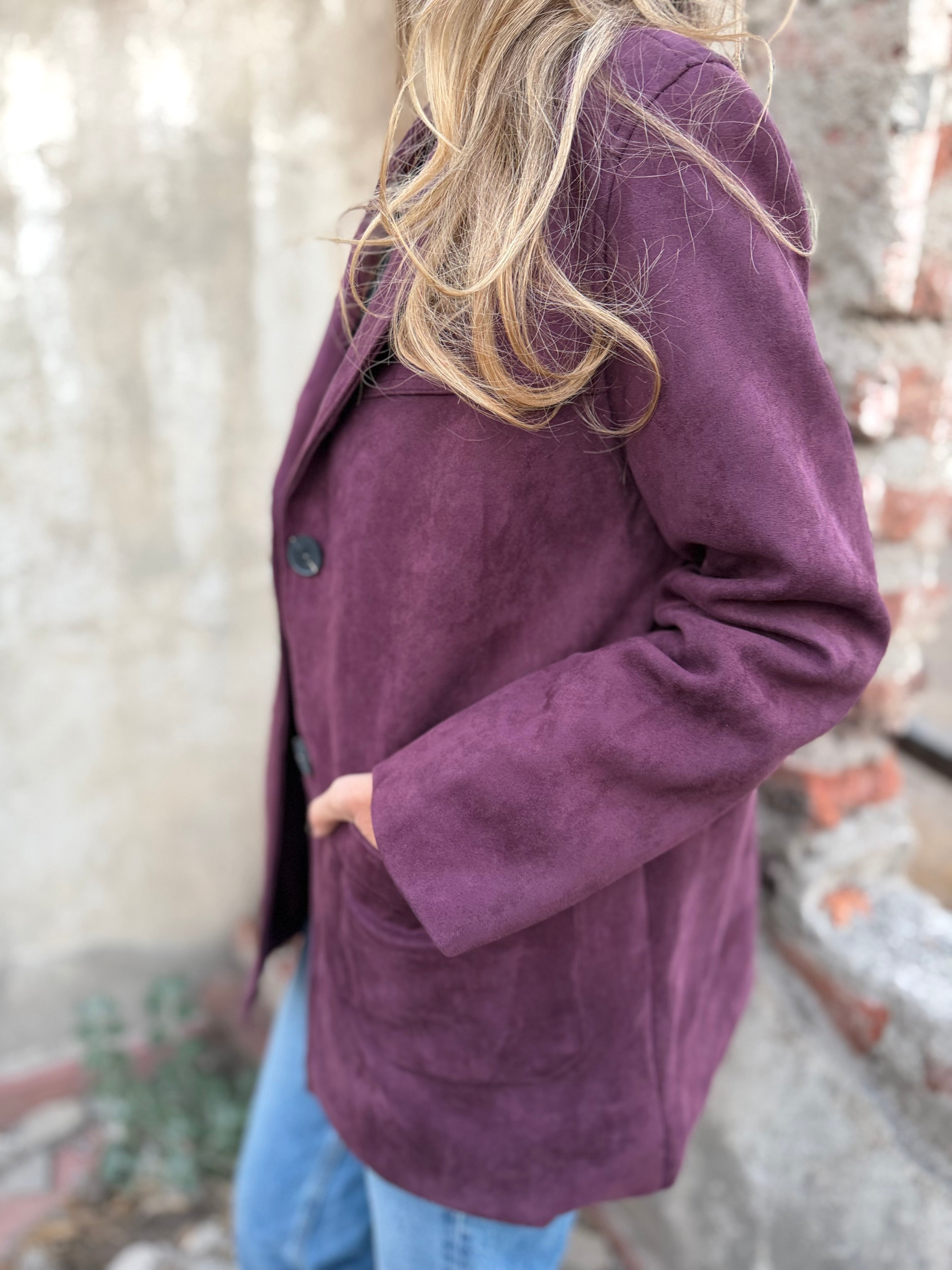 Chaquetón efecto gamuza soñado vino