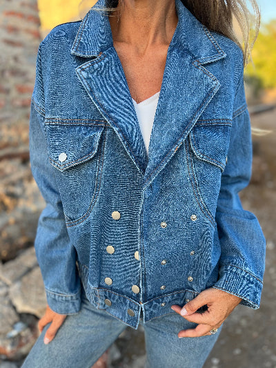Chaqueta retro bluejean celeste oscura