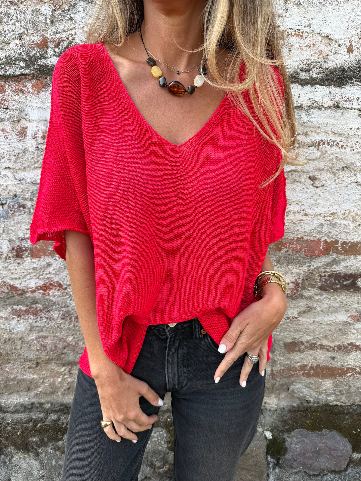 Polera/ chaleco tejida perfecta roja