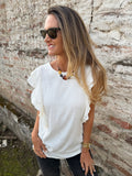 Blusa larga vuelitos laterales blanca