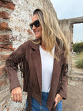 Chaqueta flecos café
